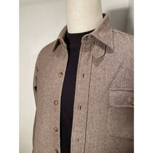 Vintage Countess Mara 100% Wool Button Up Shirt Elbow Patches Chin Strap Men M